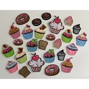 26PCS! Embroidered Sewing Iron On Donuts Cupcakes Patches Applique Bags Jeans